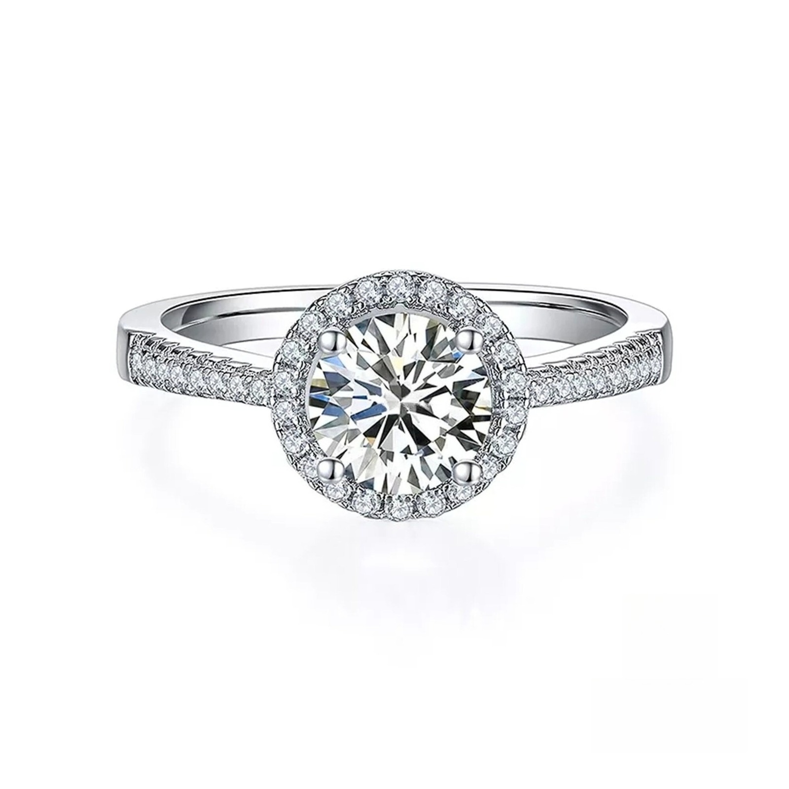 Women's 0.5/1/2 Carat White Synthetic Moissanite Ring in 925 Silver